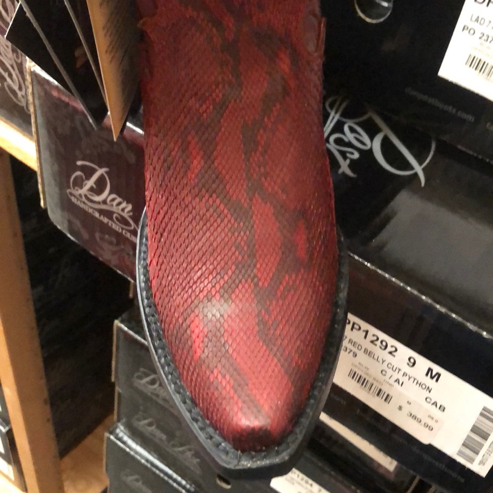 Dan Post Red Python Heeled Cowboy Boots - Picture 3 of 7